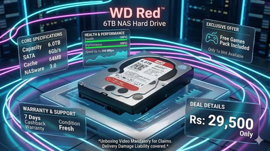 WD Red 6TB NAS Hard Drive | 100% Health | Rs 29,500 Only
