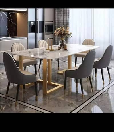 6 seater dining table/UV top table/restaurant dining set/cafe chairs