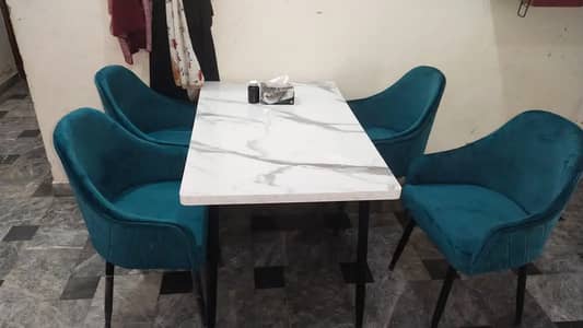 6 seater dining table/UV top table/restaurant dining set/cafe chairs