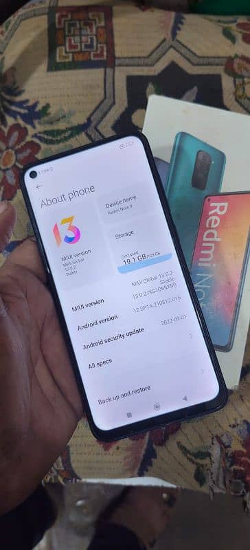 Redmi Note 9 good condition 6GB 128GB complete saman