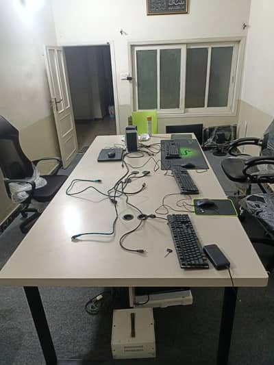 4x8 Office Workstation Table for 8-10 Persons with Built-in Wiring