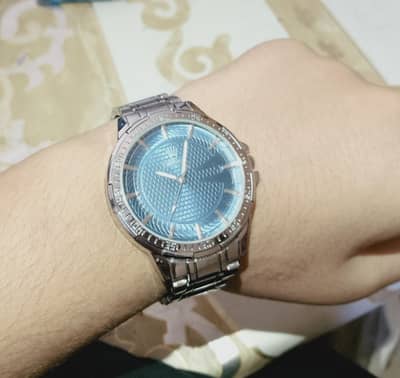 ROLEX (local} Silver N Sky Blue Wrist Watch