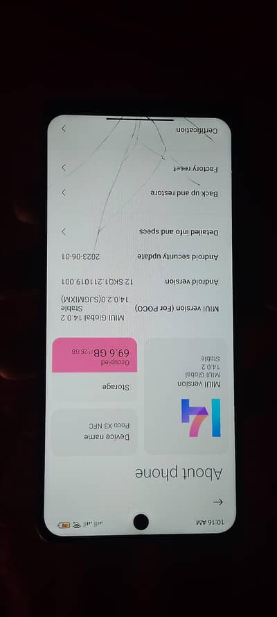 Xiaomi Poco X3 NFC 6/128 – Sirf Glass Crack, Full OK