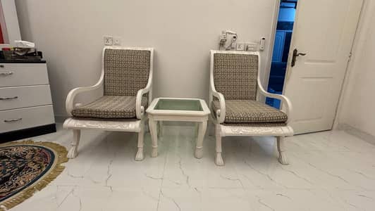 Bed room chair with coffee table