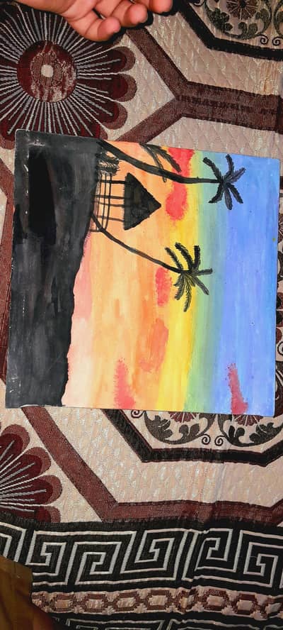 BEACH DRAWING WITH ACRYLIC COLOUR