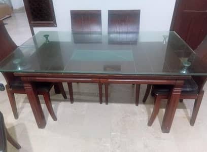 6 Seater Dining Table Set with 6 Chairs | Oak Wood Dining Table