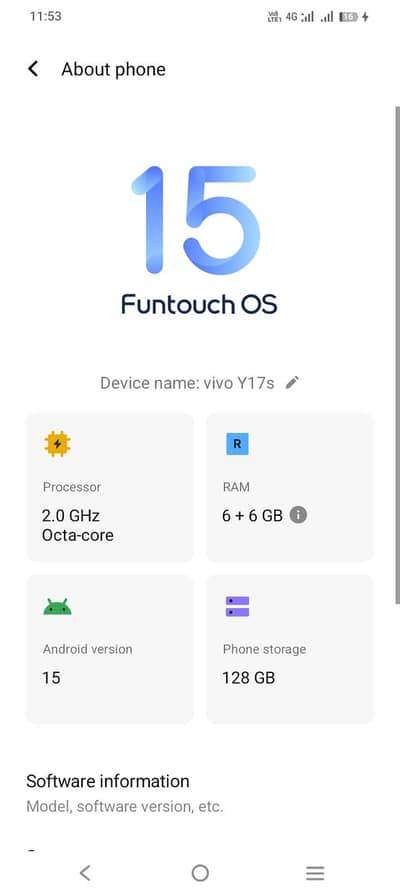 vivo y17s 6+6+128  box and. charger available 03292308204