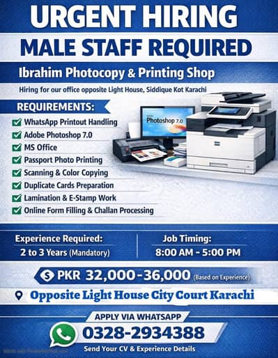 computer operator /Printing Shop and photocopy Shop/ Photoshop job