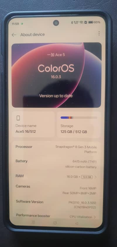 One plus Ace 5 16\512