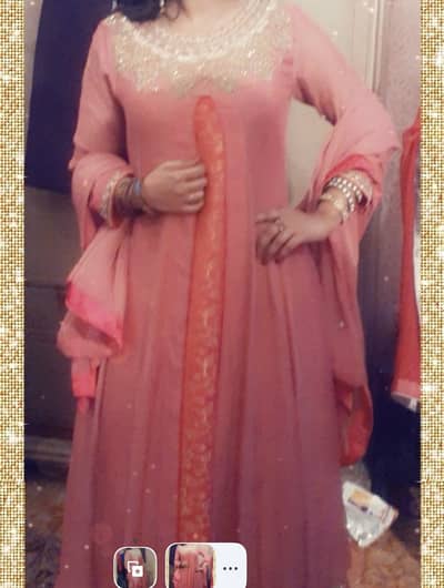 Full length open shirt maxi with kora and dabka work