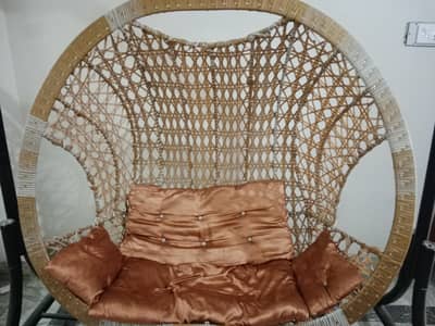 Double Seater Golden Swing Chair Jhoola with Cushions