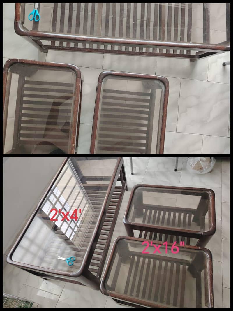 Sheeshum Wood Coffee Table Set (2'x4') + 2 Side Tables (2'x16") 0