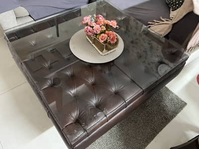 URGENT SALE Good condition brown coffee table with glass top