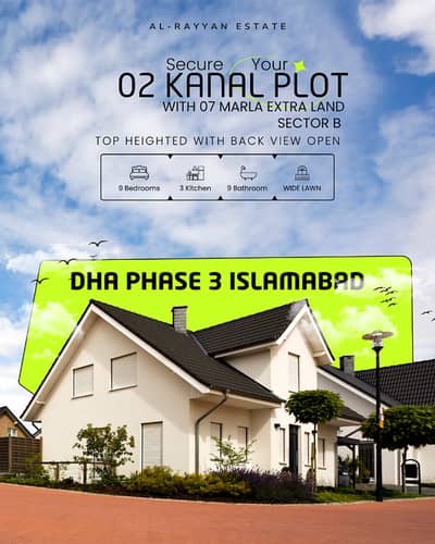 47 Marla Top Heightened plot for sale in sector B, Dha phase 3, Islamabad
