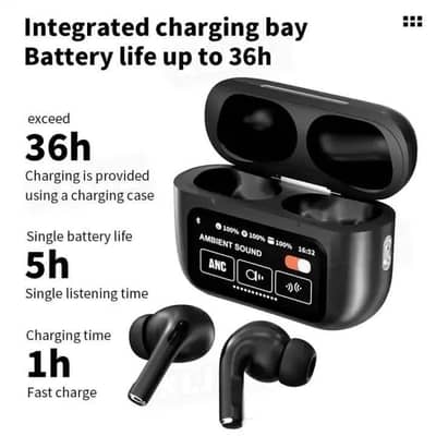 A9 Air Black/white Airpods with LED display crispy sound bass battery