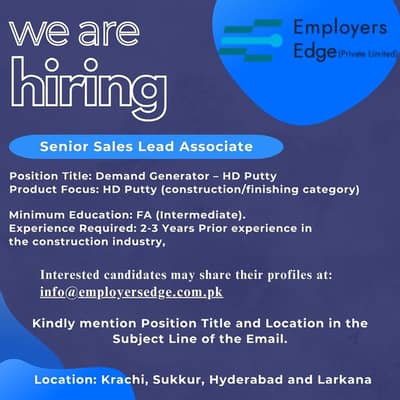 Position Title: Demand Generator – HD Putty Product Focus: HD Putty