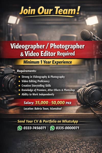 Video & Photographer Staff Required