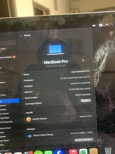 Macbook pro 2014 mid 15” ratina