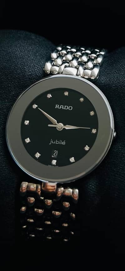 OOrignal Rado Swiss Made Ladies Watch-- Black Dial Silver Chain