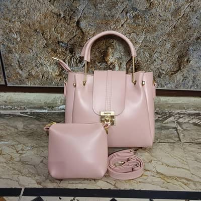 Pink Women's PU Leather Crossbody Bag – Set of 2