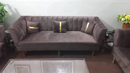 Brand New 7 Seater Velvet Sofa Set with Table