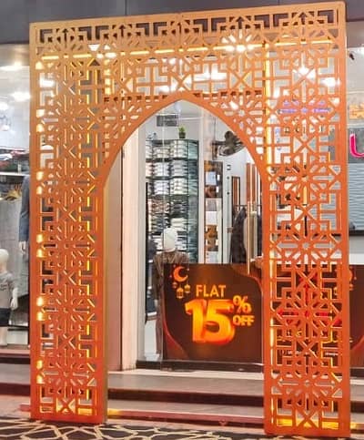 FSDKX Luxury Party Supplies Indian Style Gold Wedding Stage Hollow Pvc