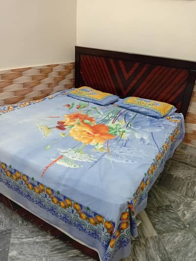 Wooden Double Bed with Dressing Table (Without Mattress)