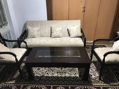 5 seater wood sofa with wood table