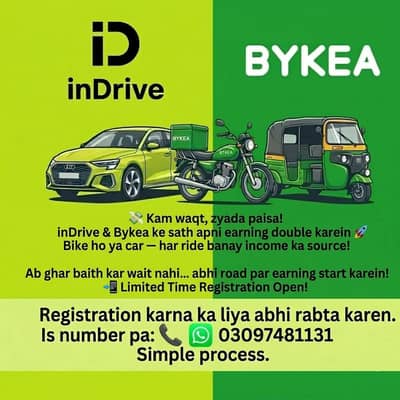  InDrive & Bykea Driver Registration – FREE