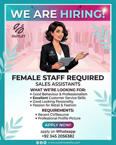 sales assistant/female staff required