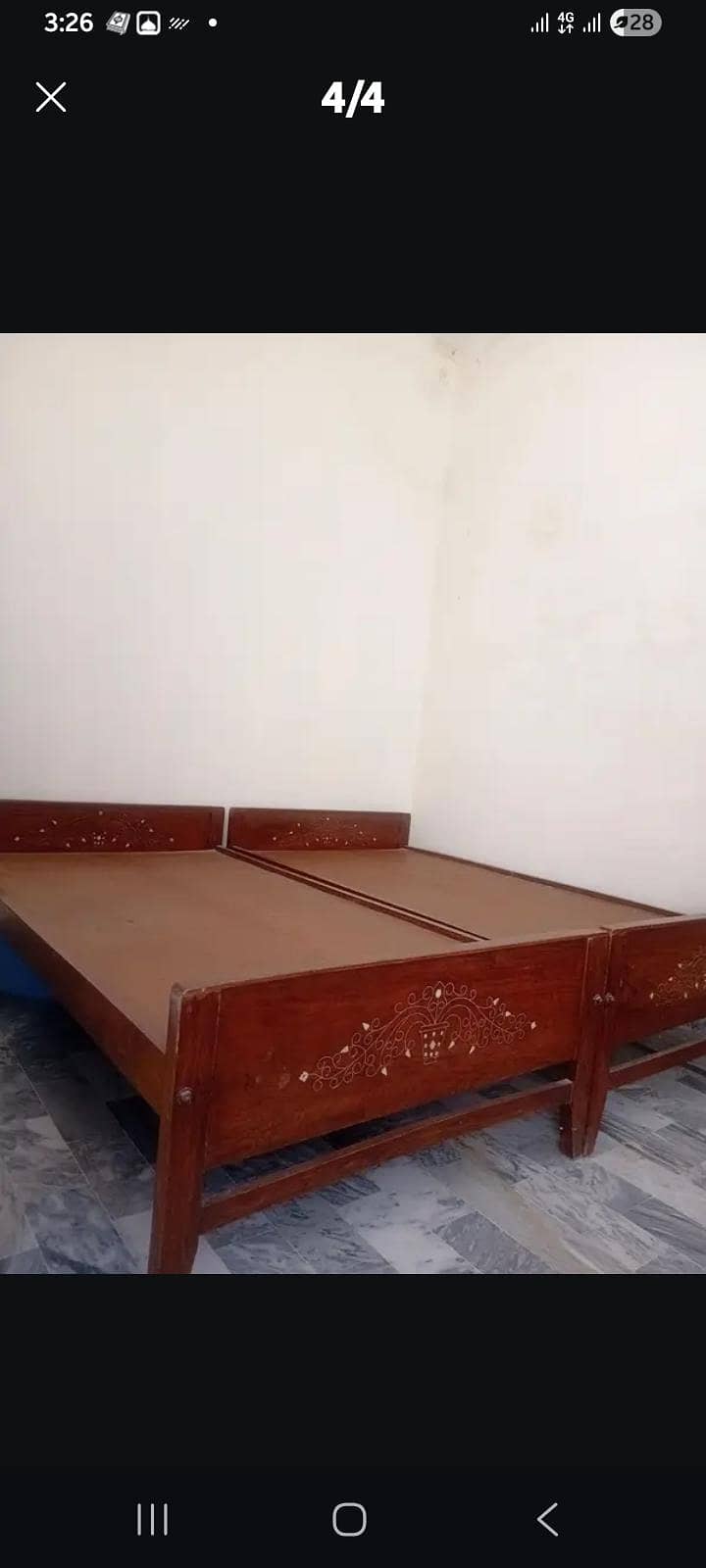 دو عدد ٹاہلی کے بنے سنگل بیڈز کی جوڑی ۔بہترین حالت اور ڈیزائن میں  بلک 1