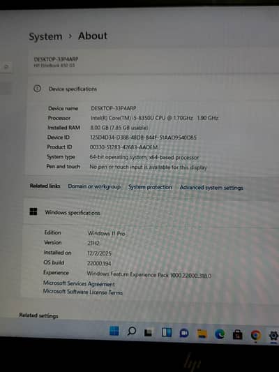 Hp Elitebook 850 G5  Core i5 8th generation