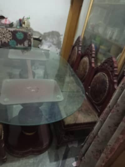 dinning table and six chairs