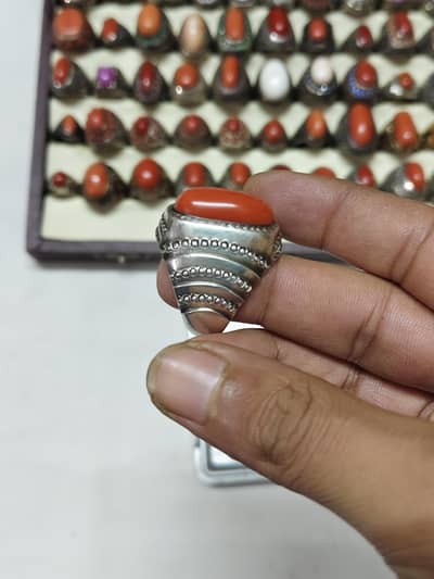 Marjan Coral ring silver gemstone