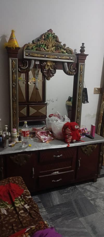 bed with side tables , dressing table and showcase