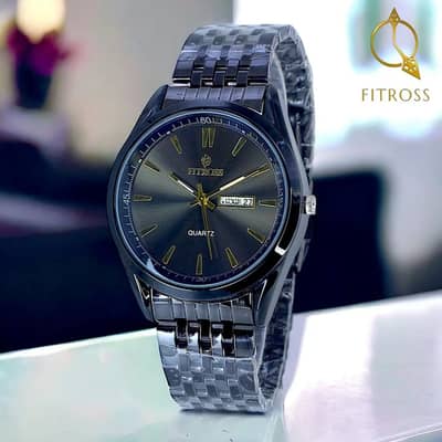 Black Men's Luxury Quartz Watch with Day Date Display fix prize