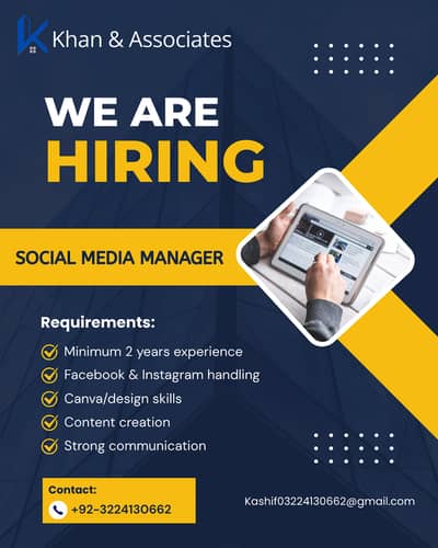 Hiring Social Media Manager – Join Our Team at Khan & Associates