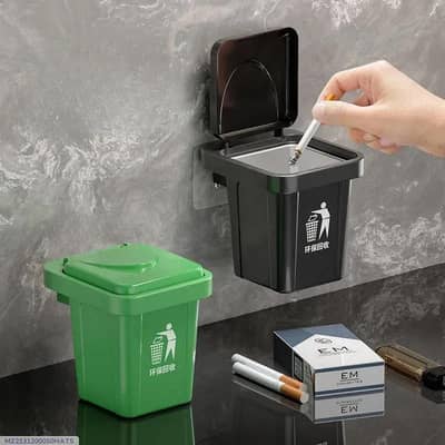 wall mounted Ashrtay with Lid Dustproof Mini trash Can Stainless steel