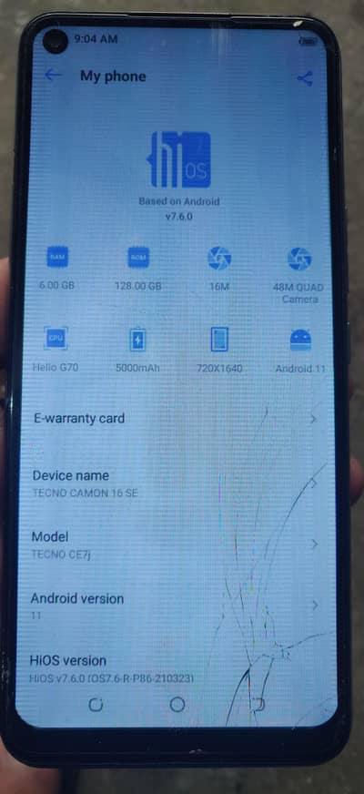 Tecno camon 16se 6.128