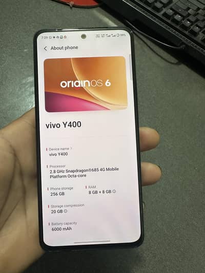 Vivo y400 8+8/256 10/10 condition box charger complete 15days us