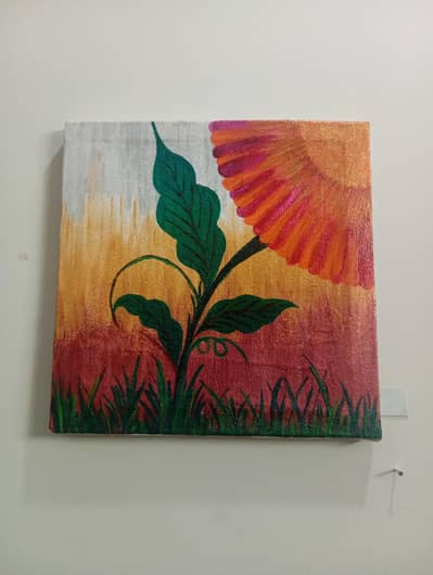 Handmade Beautiful Floral Abstract Painting.