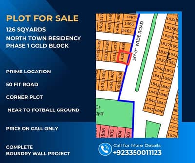 Premium Corner Plot for Sale 126 Sq. Yards | 50 ft Road | Gold Block | North Town Residency Phase 1