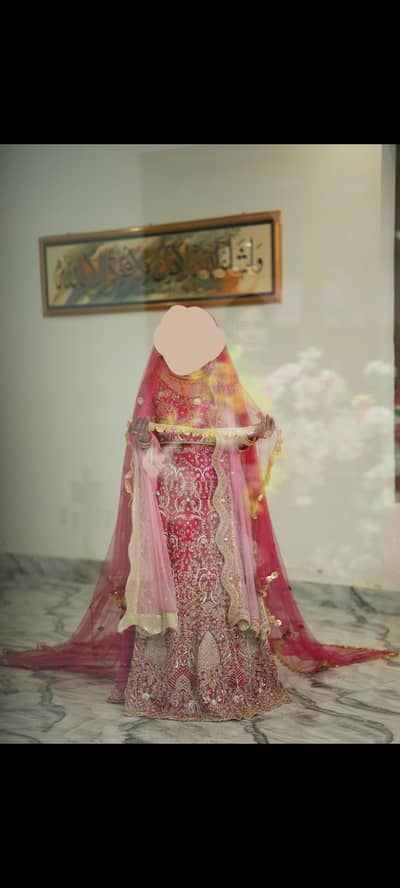 Customized hand worked and embellished bridal pink lehenga for sale