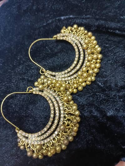 Antique Gold Chandbali Hoops