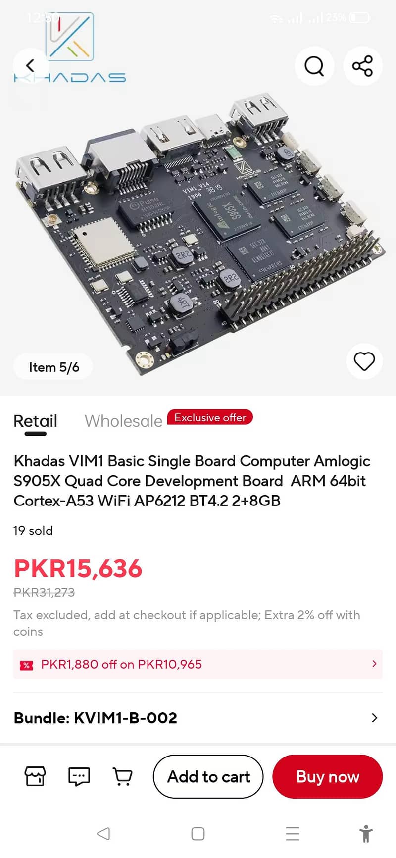 TV Android Card Khadas VIM1 Basic 2GB RAM + 8G)  mini touch keyboard 8