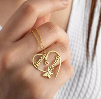Couple Heart name neklace