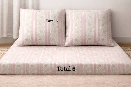 Used Curtains + Foam & Pillows Set (Matching Design, Excellent Quality