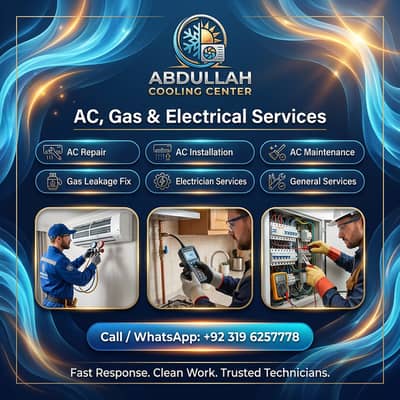 AC Repair, AC Installation, AC Gas Filling, Electrician services