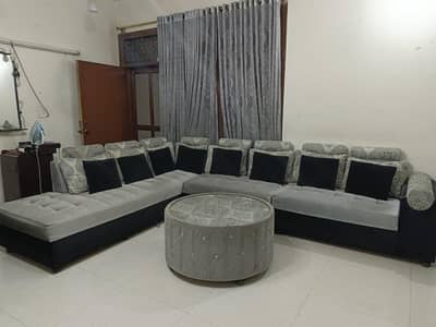 7 SEATER L SHAPED SOFA SET WITH TABLE