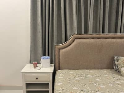 Almost New ChenOne King Size Bed Set – White Finish with Vintage Side